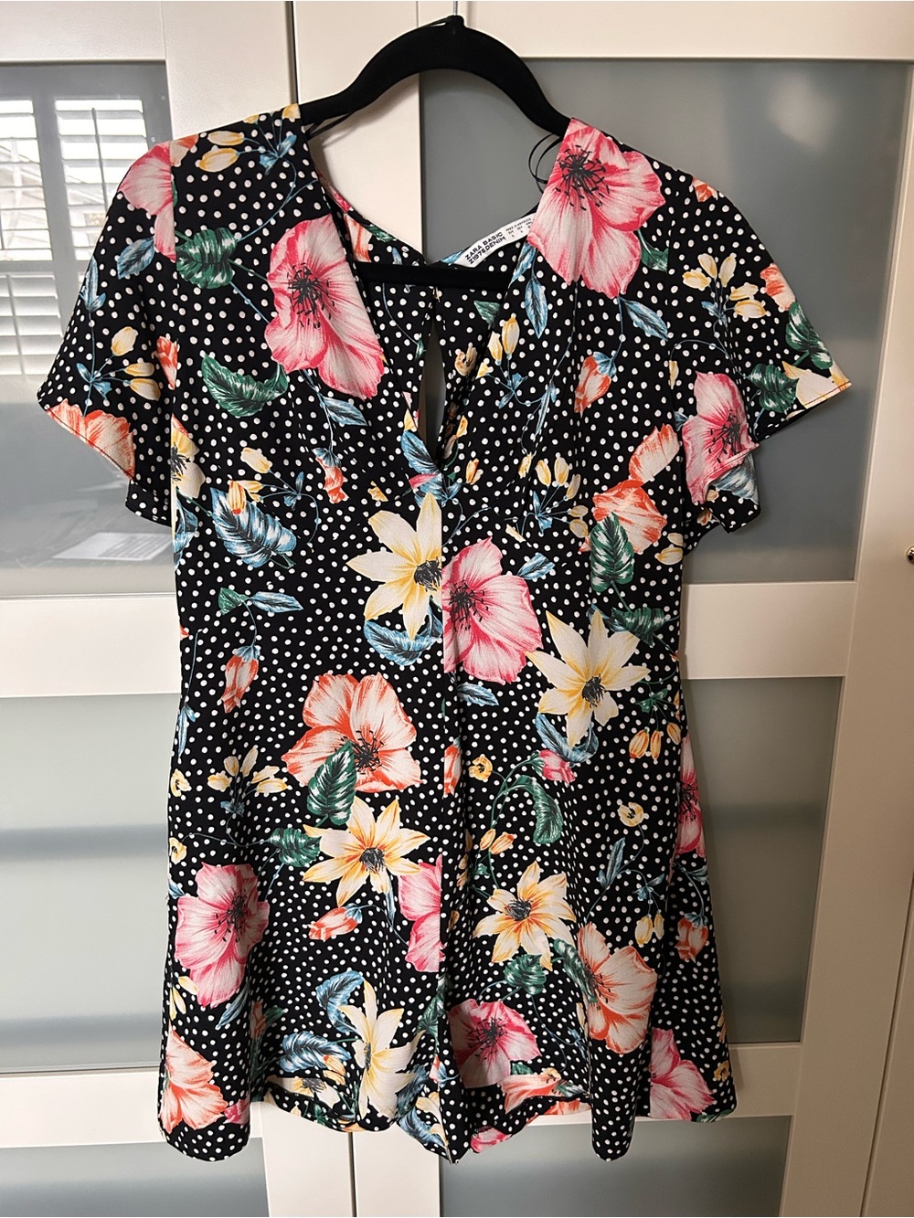Zara Black Floral Polka Dot Romper